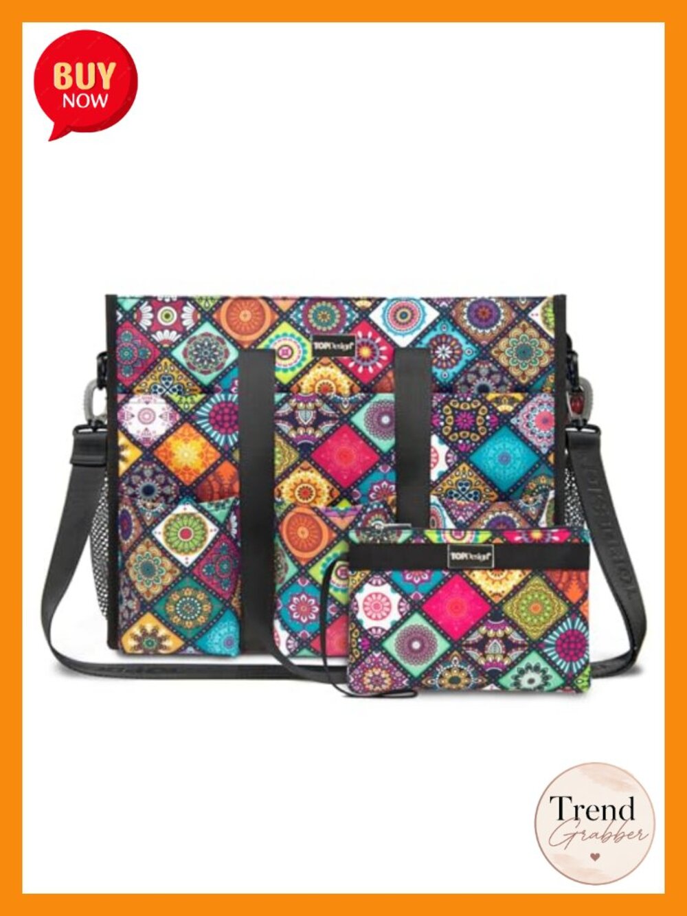 Water Resistant Tote Bag Set of 2 with 22 Pockets Zipper Work Travel